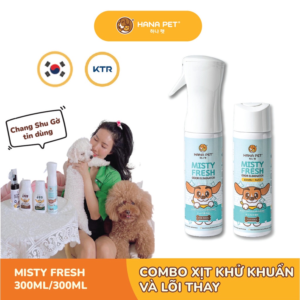 Combo xịt khử mùi cho chó mèo Misty Fresh và lõi thay thế - Hana Pet Việt Nam