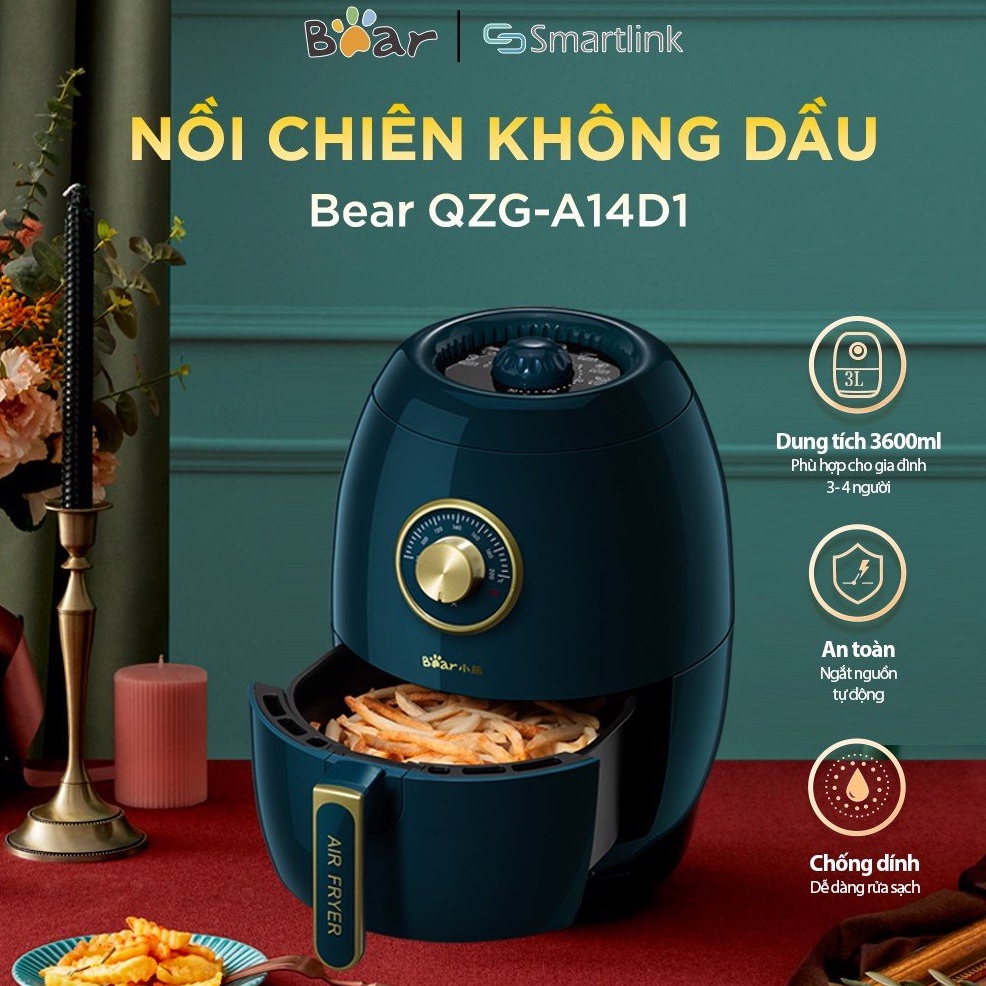 Nồi Chiên Không Dầu Bear 3.6L Chính Hãng QZG-A14D1 - Bảo Hành 18 Tháng