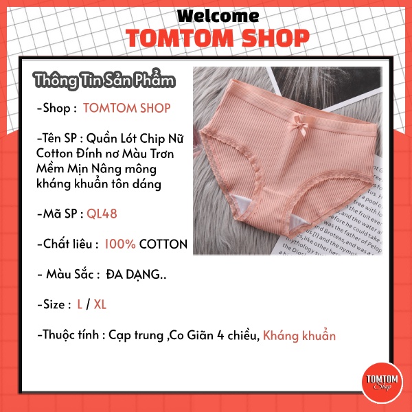 Quần Lót Nữ Cotton Đính nơ - Quần chip nữ Màu Trơn Mềm Mịn Nâng mông kháng khuẩn tôn dáng QL48 | BigBuy360 - bigbuy360.vn