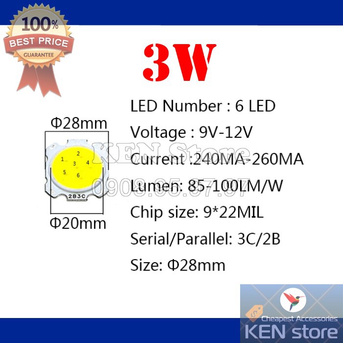 Bóng led 3W 5W 7W 10W 12W 15W đường kính 28mm | BigBuy360 - bigbuy360.vn
