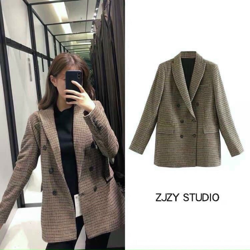ÁO BLAZER KẺ 2 lớp