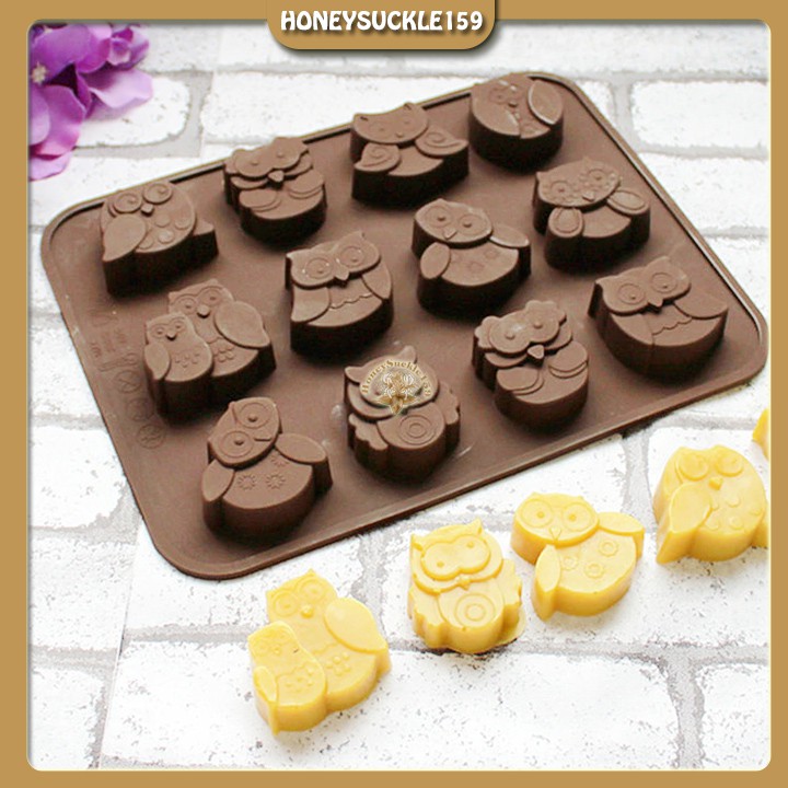 [Ảnh Thât+Video]Khuôn Silicon Đổ Socola/Thạch/Đá/Kẹochipchip/Pudding Hình 12 Chim Cú