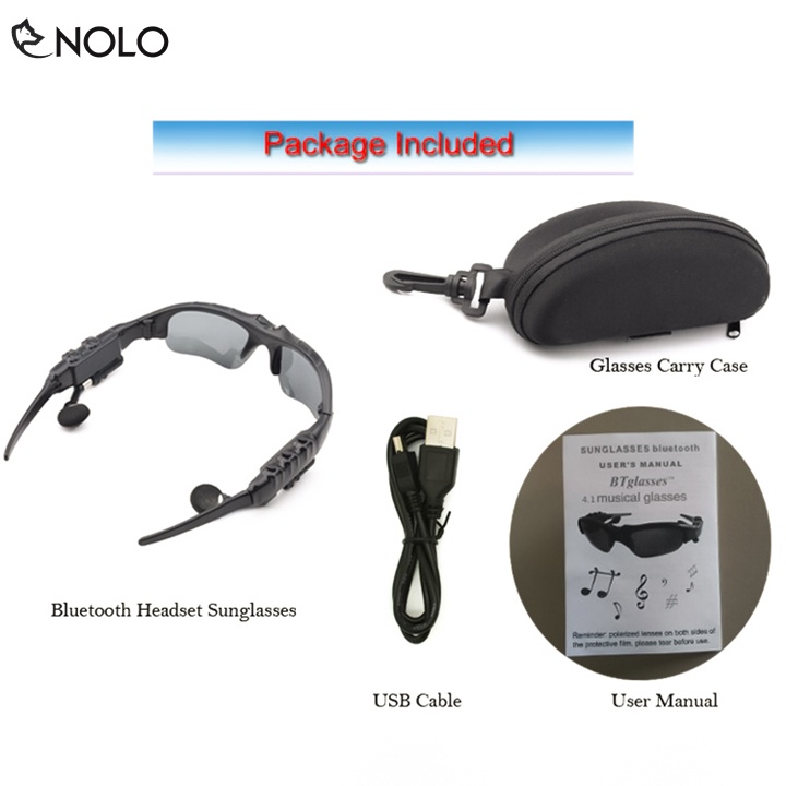 Mắt Kính Kết Hợp Tai Nghe Bluetooth V4.1 Hỗ Trợ Nghe Gọi Âm Thanh To Rõ Pin Sạc Dung Lượng 200mah Tặng Kèm Hộp Đựng