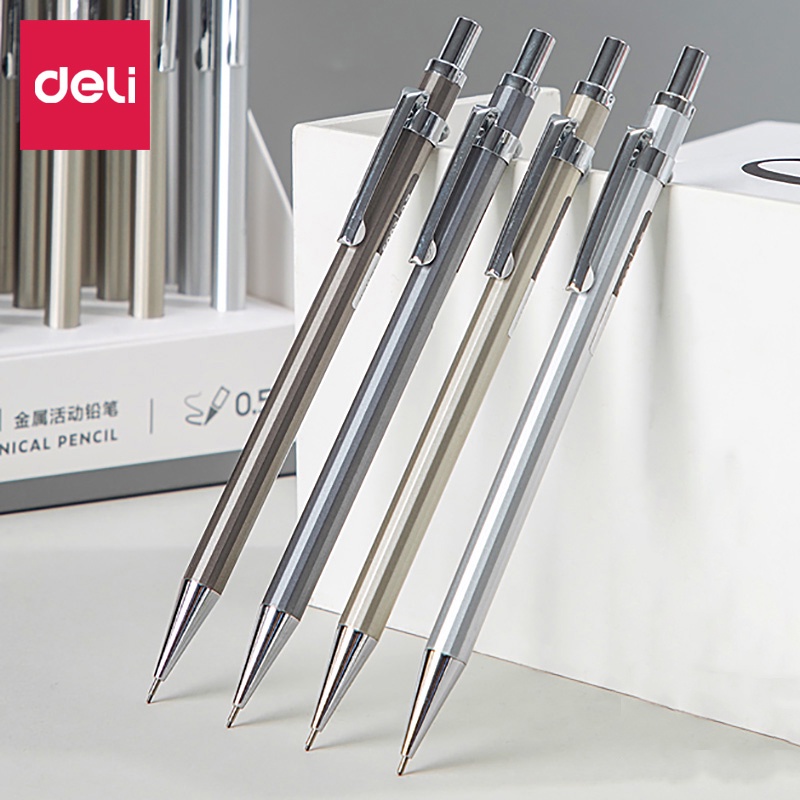 Bút Chì Bấm Bấm Bằng Kim Loại Ngòi 0.5mm 0.7mm 2B Dành Cho Học Sinh