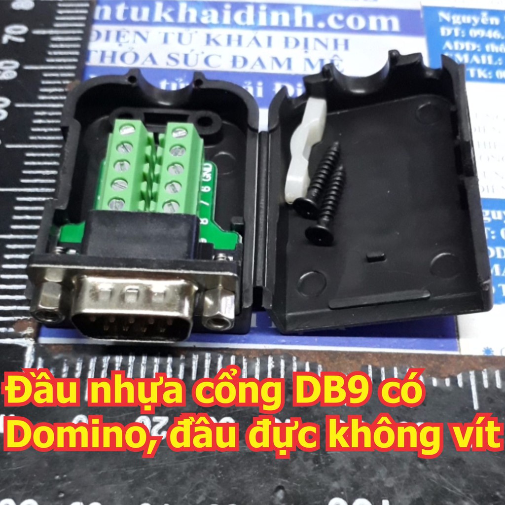 đầu nhựa cổng DB9, RS232, cổng COM có Domino giúp kết nối nhanh, không hàn, đầu cái, có vít kde5501