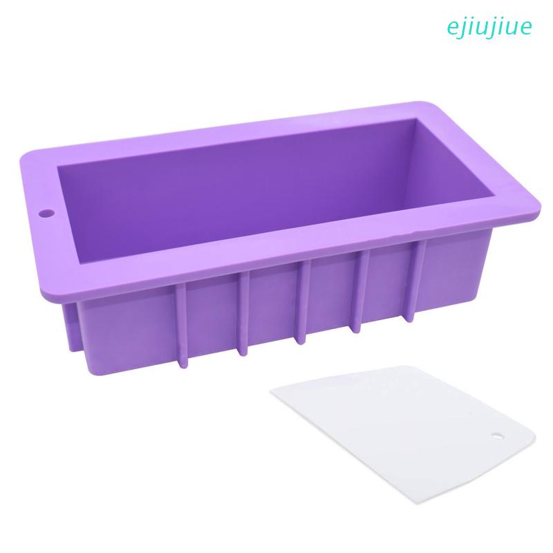 Khuôn Silicone Tạo Hình Chữ Nhật Kèm Dao Nhựa Làm Xà Phòng