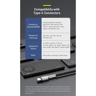 Cáp sạc nhanh type-C (25cm) Baseus Cafule Series Metal Data Cable 40W