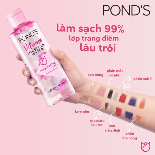 Nước tẩy trang Vitamin Pond's Micellar Water 400ml:Hoa hồng sáng da