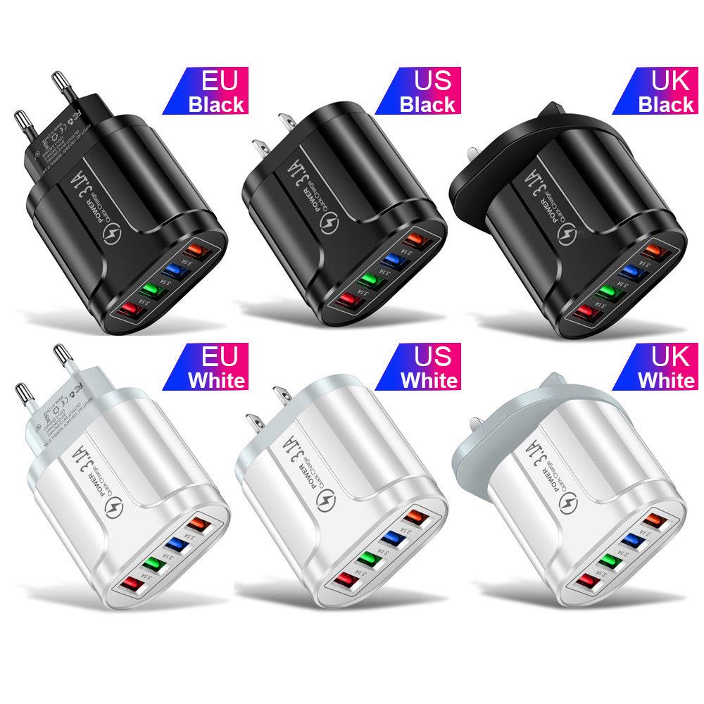 Củ sạc nhanh 4 cổng usb tích hợp đèn led tùy chọn