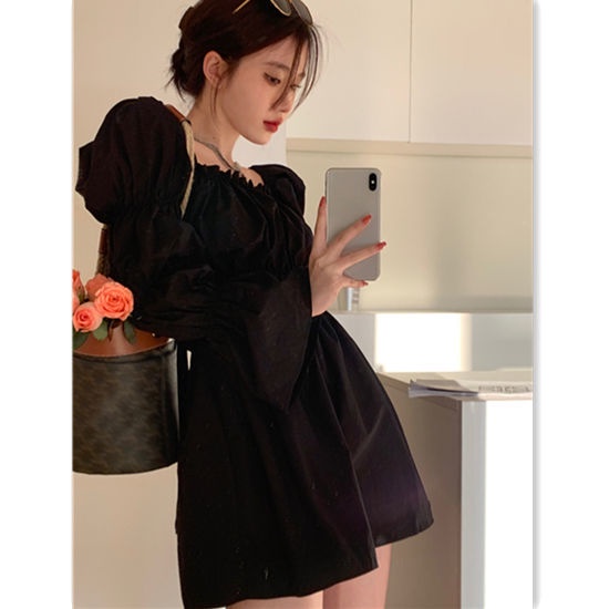 COZOK Đầm Dài Tay Hở Vai Form Ôm Kiểu Dáng Quyến Rũ