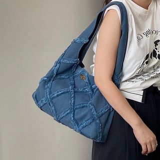 IXACH Túi xách nữ cao cấp túi xách nữ đẹp túi xách nữ hàn quốc Túi xách nữ Túi vải tua rua denim dung tích lớn