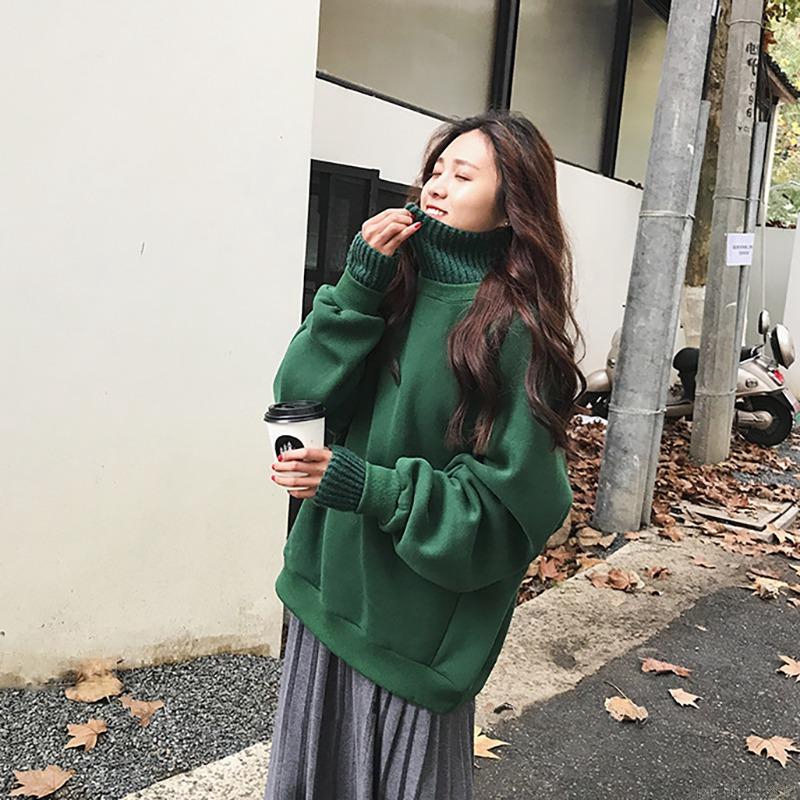 Women Sweater Autumn Winter Cute Solid Color Sweatshirt Loose Casual Turtleneck Long Sleeve Women Jacket | BigBuy360 - bigbuy360.vn