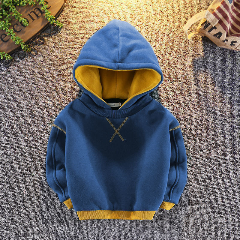 Best Friend Xin Boys Winter Clothing Sweater Girls' Korean-Style Double-Layer Fleece-Lined Thickened Children's Hoodie Fleece Shirt Autumn and Winter Clothing Baby's Top Fashion