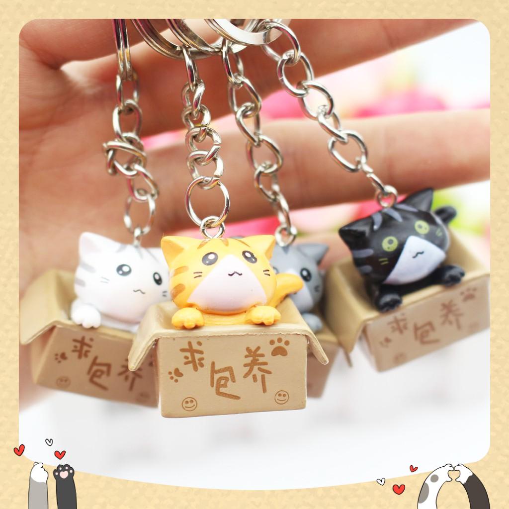 Móc khóa mèo con trong hộp dễ thương/ keychain mèo con