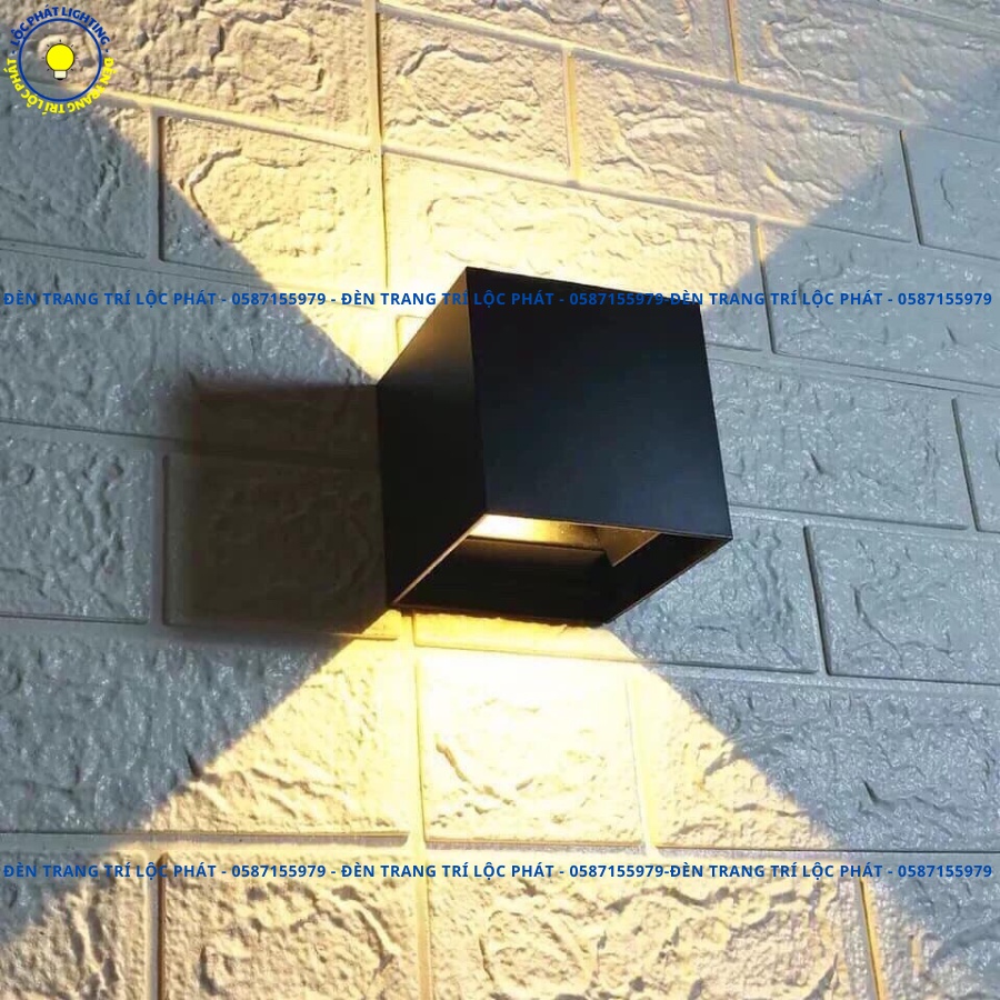 Đèn tường, đèn led treo tường hắt vuông 2 đầu trang trí cầu thang, ban công chống nước hiện đại