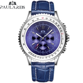 Đồng hồ nam paulareis dây da - đồng hồ nam mặt tròn lịch lãm cho nam bl02