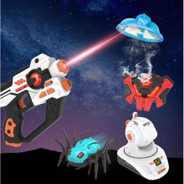 Đồ Chơi Máy Chiếu 3D Cảm Biến Hồng Ngoại "Băn Vịt" Và Tập Trận Giả_ Kèm 3 Thẻ Chiếu_ 1 Máy Chiếu_ 2 Súng Laser