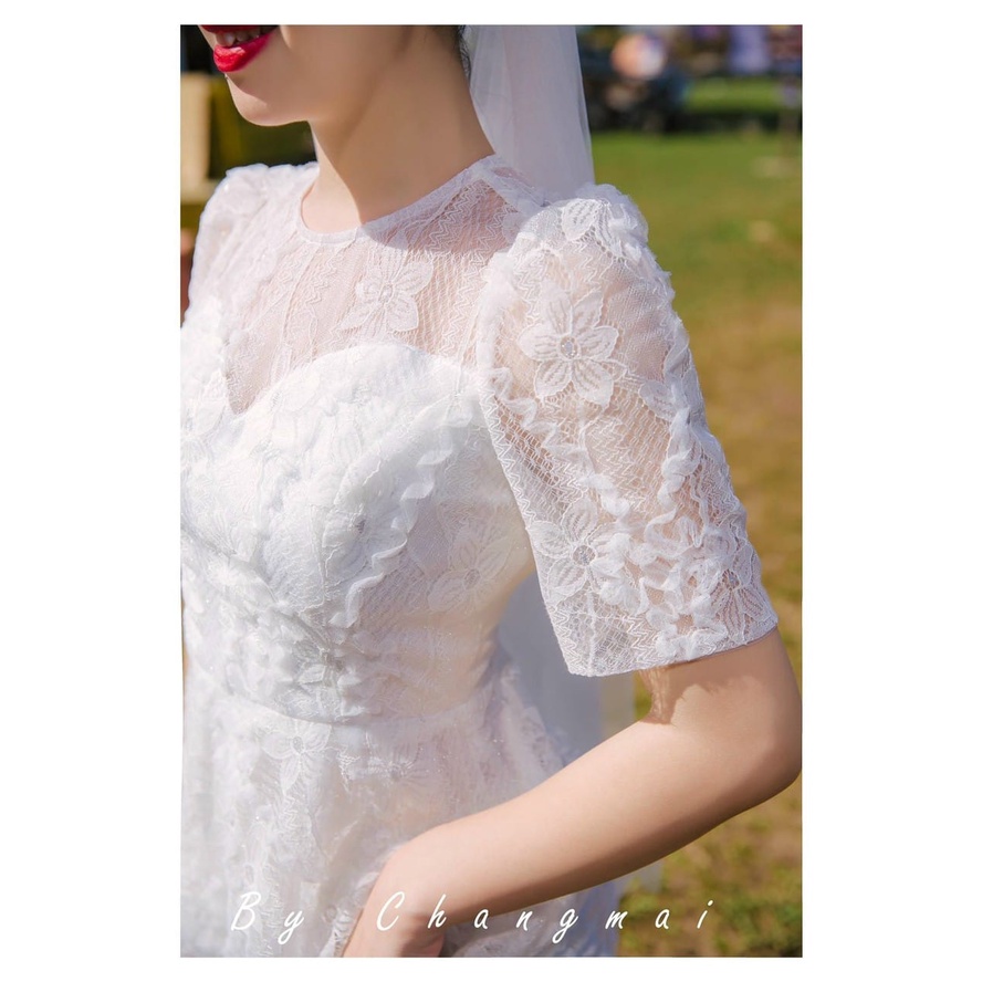 Vải ren chỉ thêu đính hoa nổi hàng loại 1