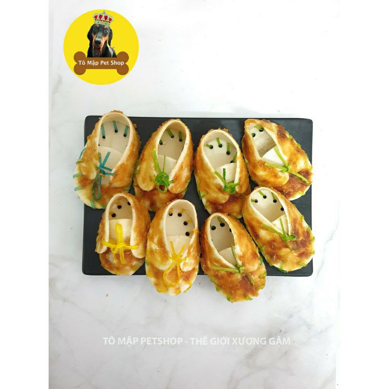 XƯƠNG GẶM GIÀY DA BÒ HANDMADE SỐT GÀ CHO CHÓ