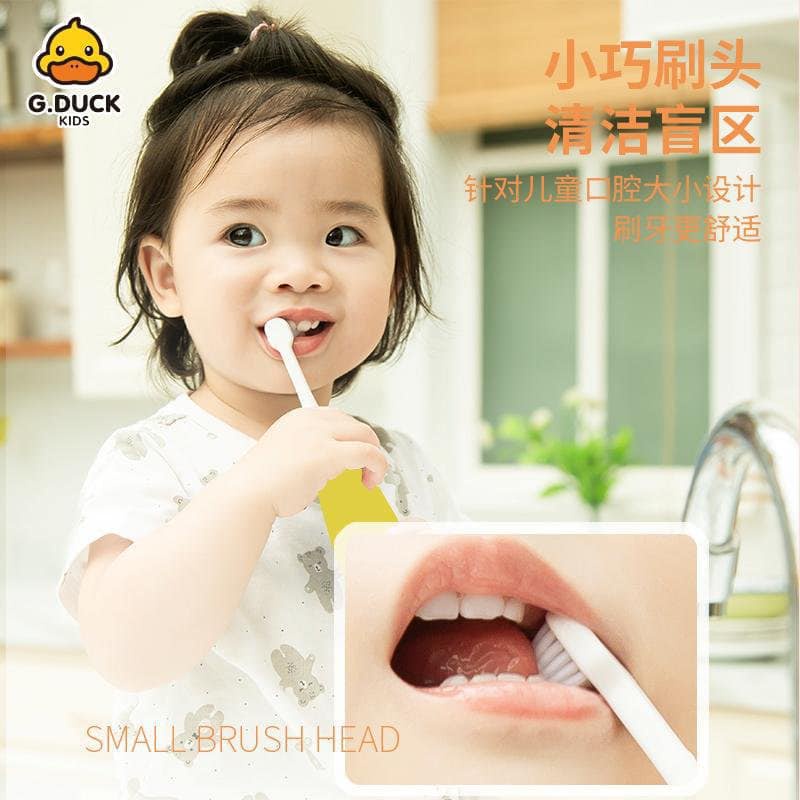 Bàn chải đánh răng tự động cho bé 1 tuổi 2 tuổi lông nano 5d siêu mềm hãng G Duck tặng kèm đầu thay JIMADO S151515