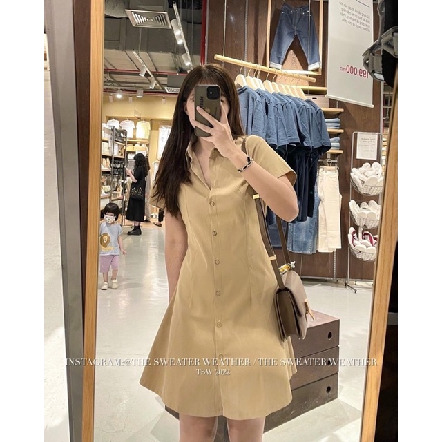 Đầm sơ mi nữ bo eo dáng thanh lịch