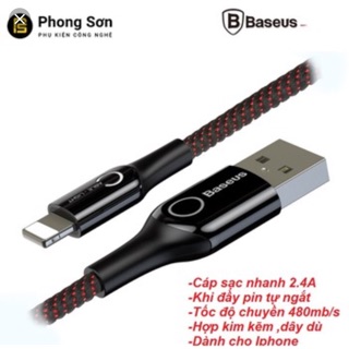 Cáp sạc Baseus sạc nhanh, tự ngắt chân linghting cho IPhone/IPad xịn chính hãng - Sợi day cacbon siêu bền