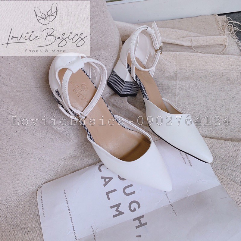 LOVIIE BASICS - SANDAL MŨI NHỌN ĐẾ VUÔNG 5CM - GIÀY CAO GÓT 5 PHÂN ĐẾ VUÔNG - SANDAL BÍT MŨI GÓT VUÔNG 5CM G201161