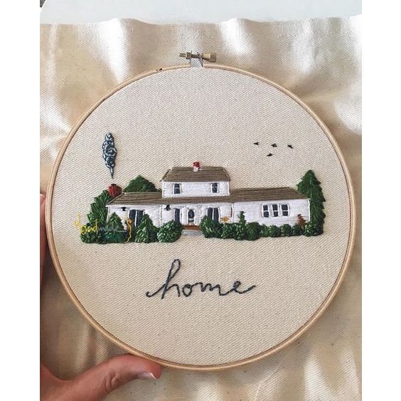 Bộ kit tự thêu tay thủ công cho người mới - Ngôi nhà Hạnh phúc nội thất ngoại thất Trang trí - KIT nguyên liệu DIY - ZEN