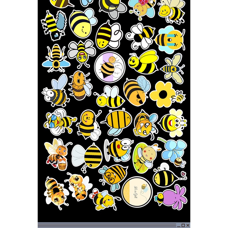 50 Sticker chống nước CHỊ ONG CHĂM CHỈ dán mũ bảo hiểm, vali 50 hình dán graffiti dán xe máy tính xách tay