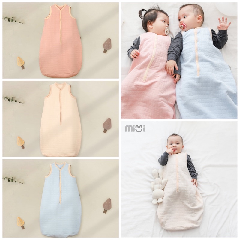 Túi ngủ cho bé Ualarogo 0-4 tuổi giúp bé ngủ ngon giữ ấm cotton thông thoáng cúc bấm hở tay