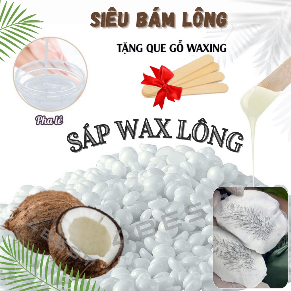 Sáp wax lông Nóng Premier nhập khẩu Siêu Bám Lông TẶNG QUE cho da nhạy cảm 100g | Hạt sáp wax lông dừa và trong