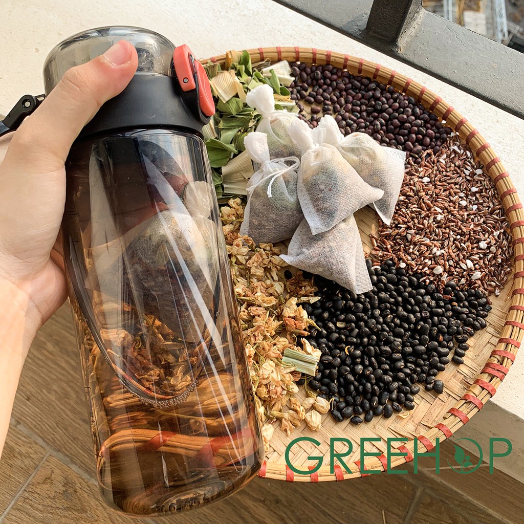 Trà thanh lọc  rang sẵn thủ công GreeHop kết hợp lá nếp hoa nhài giúp thanh nhiệt, giải độc