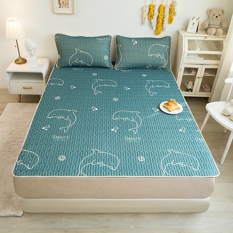 CHIẾU ĐIỀU HOÀ CÁ HEO XANH ĐẬM GỒM 2 GỐI + 1 CHIẾU CỦA NHÀ ANHDUONG BEDDING