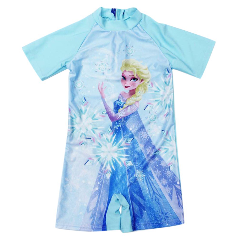 Unicorn Frozen Trẻ em Cô gái Một mảnh Áo tắm Áo tắm Ngắn tay Trẻ em Phim hoạt hình Đồ bơi