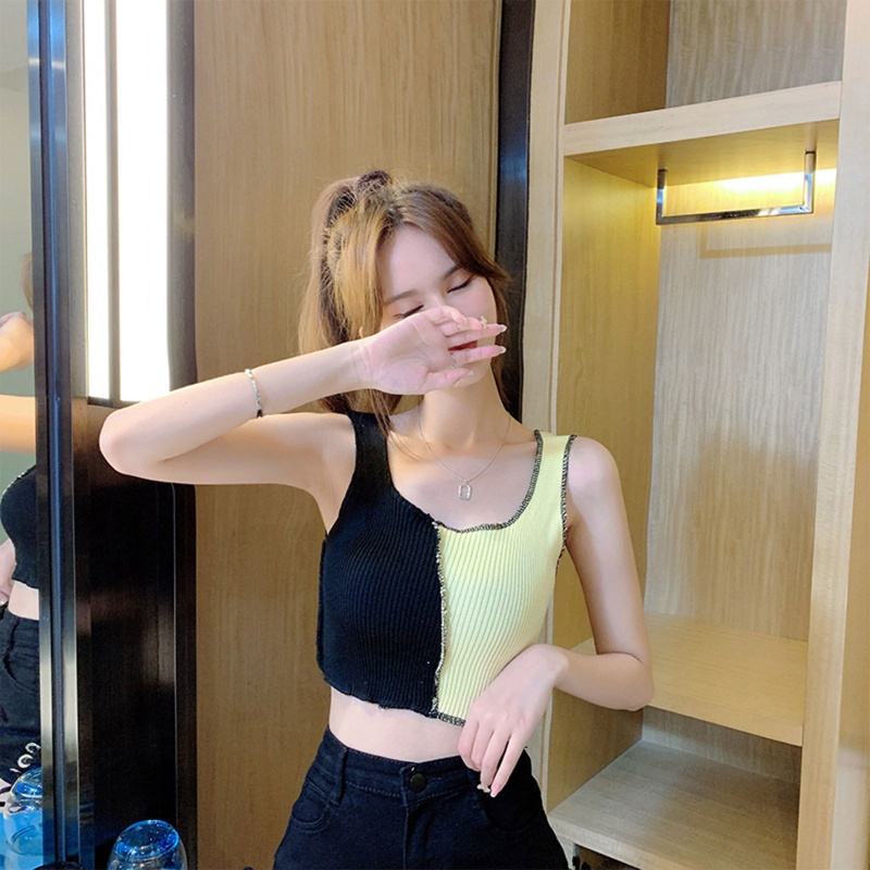 Áo Croptop Không Tay Màu Khối Đơn Giản Phong Cách Thể Thao Thời Trang Dành Cho Nữ