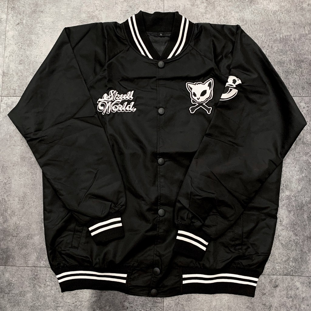 Áo khoác BOMBER họa tiết mèo thêu vải dù thoáng mát không đổ lông (hình shop tự chụp)