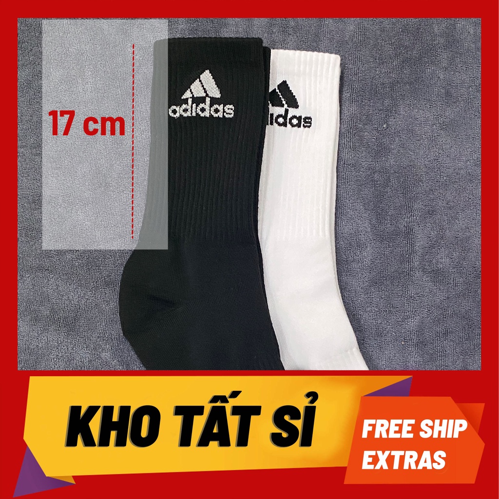 TẤT VỚ ADIDAS CAO CẤP NAM NỮ CỔ CAO MÀU TRẮNG CHẤT COTTON SIÊU ÊM