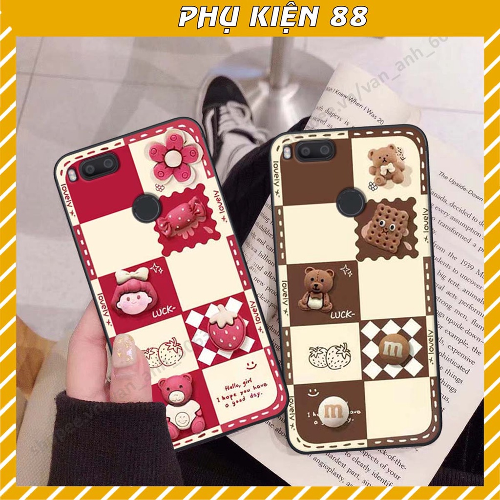 Ốp lưng Xiaomi Mi A1 hình gấu 3D, kẹo dễ thương siêu cute
