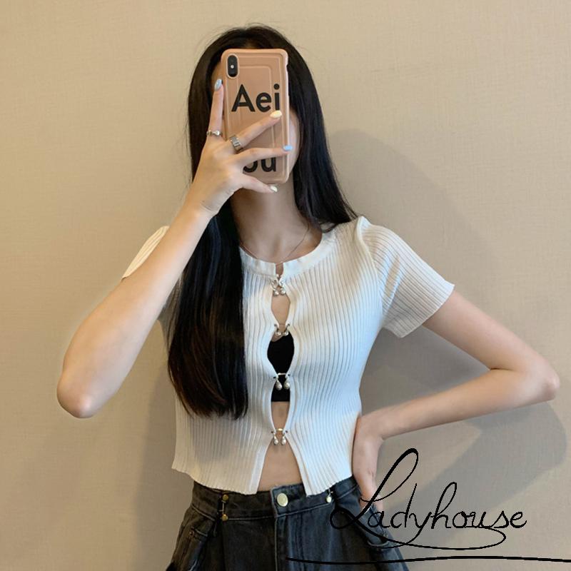 Áo Thun Tay Ngắn Cổ Tròn Màu Trơn Thời Trang Mùa Hè Dành Cho Nữ