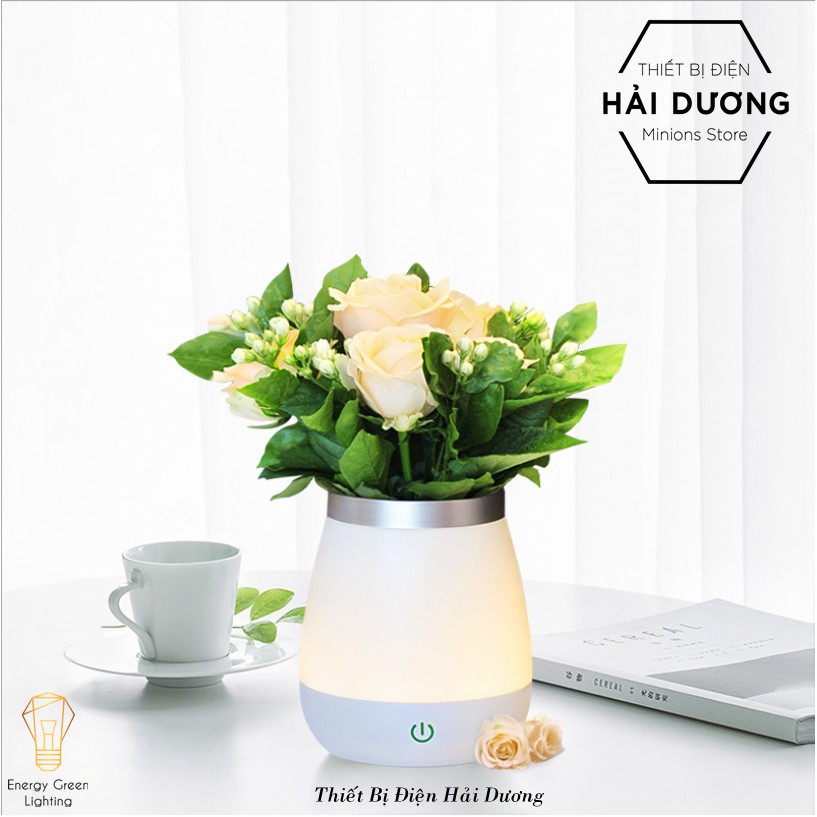 Lọ Hoa Cảm Ứng Có Đèn LED Phát Sáng - Trang Trí Căn Phòng - Tặng Kèm Hoa Màu Sắc Ngẫu Nhiên
