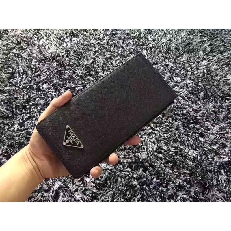 Bóp/ví dài kéo khoá nhiều ngăn đựng thẻ cao cấp logo thương hiệu Prada