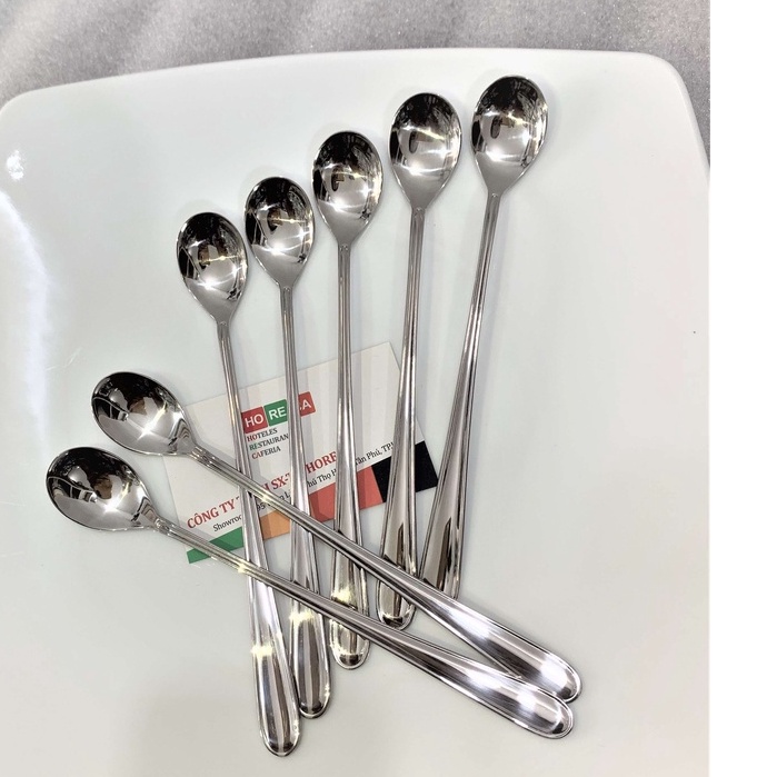 muỗng cà phê cán dài 18.5cm [inox 304], thìa cafe cao cấp, sang trọng, đuôi viền tròn