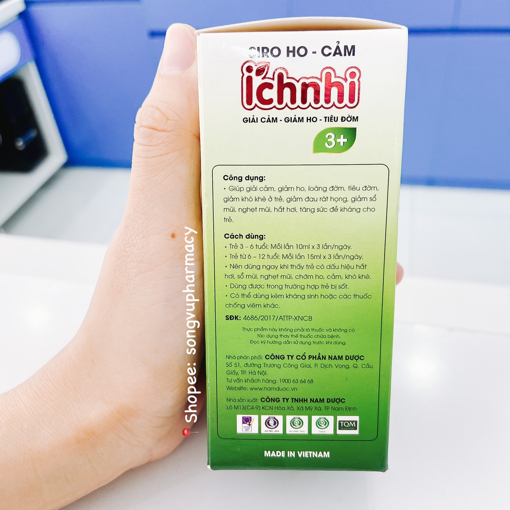 Siro ho cảm Ích Nhi cho bé từ 0+ và 3+