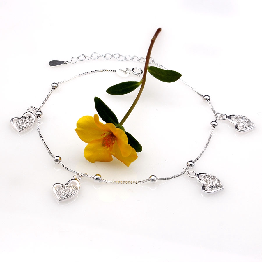 Lắc Chân Nữ BẠC HIỂU MINH LC199 Trái Tim Bạc Ý | BigBuy360 - bigbuy360.vn