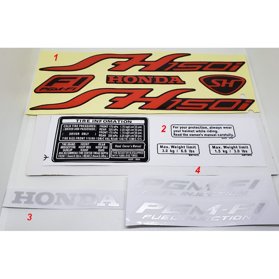 BỘ TEM XE SH 150 + THÔNG SỐ - ĐỎ