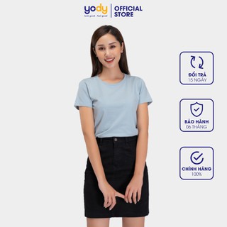 Áo phông nữ YODY trơn cổ tròn T-Shirt mềm mịn thoáng mát PPN4502