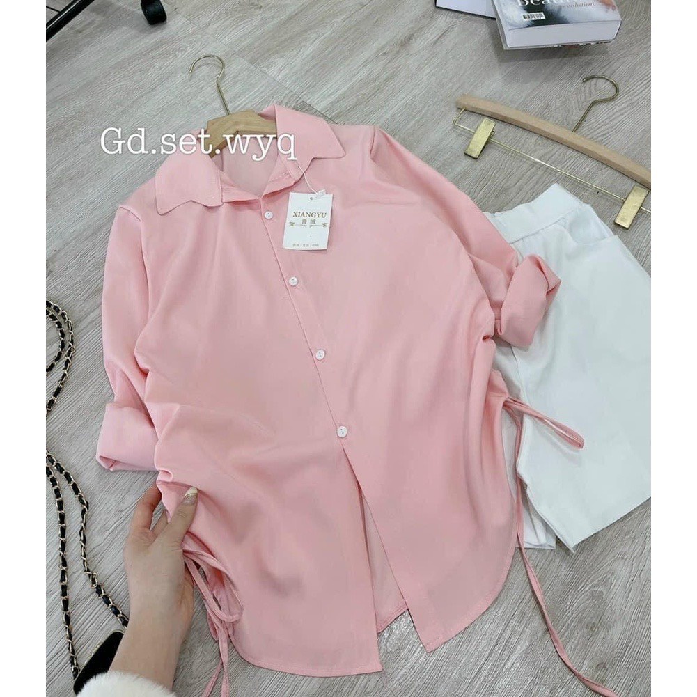 Áo sơ mi rút dây bên eo, sơ mi thiết kế Nacy Design