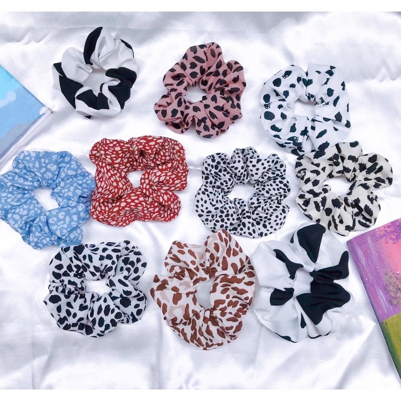 scrunchie cột tóc bò sữa,hoạ tiết beo nhiều kiểu xinh xắn đáng yêu cho nữ-Scrunchie HOT HIT