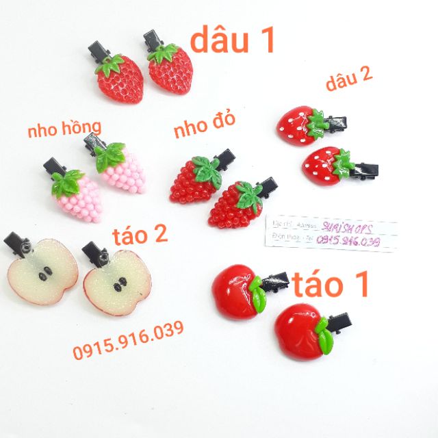 Set 2 Kẹp Tóc Trái Cây, Kẹp Mái Size Nhí Cho Bé