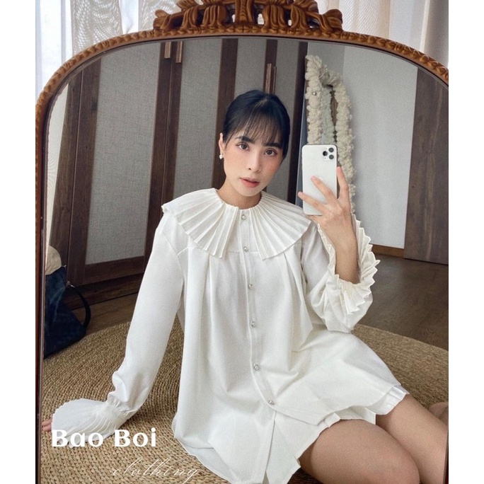Áo sơmi cổ xếp ly